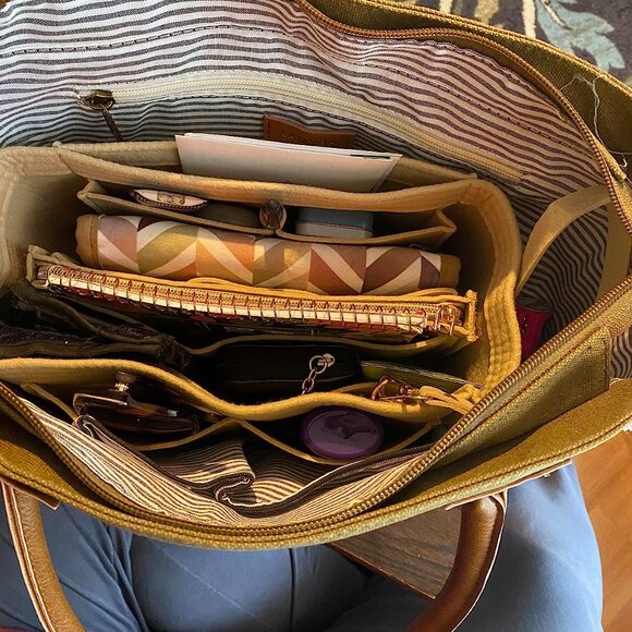 Neiman Marcus Sel De Mer Canvas Leather Tote Bag - Picture 3 of 5